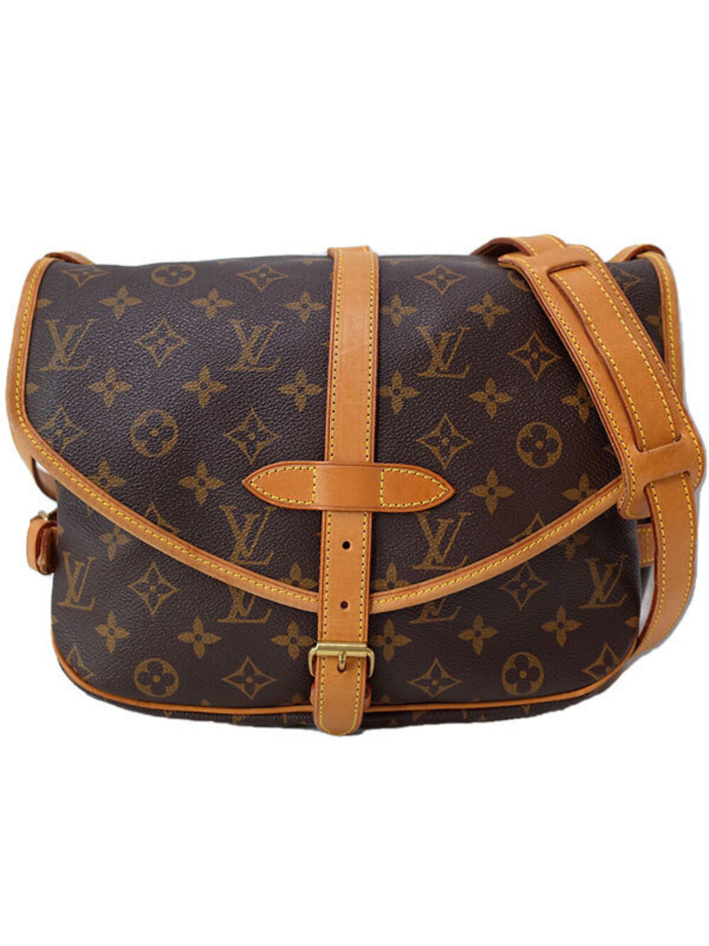 Louis Vuitton Monogram Saumur Crossbody Bag Canvas Leather Brown